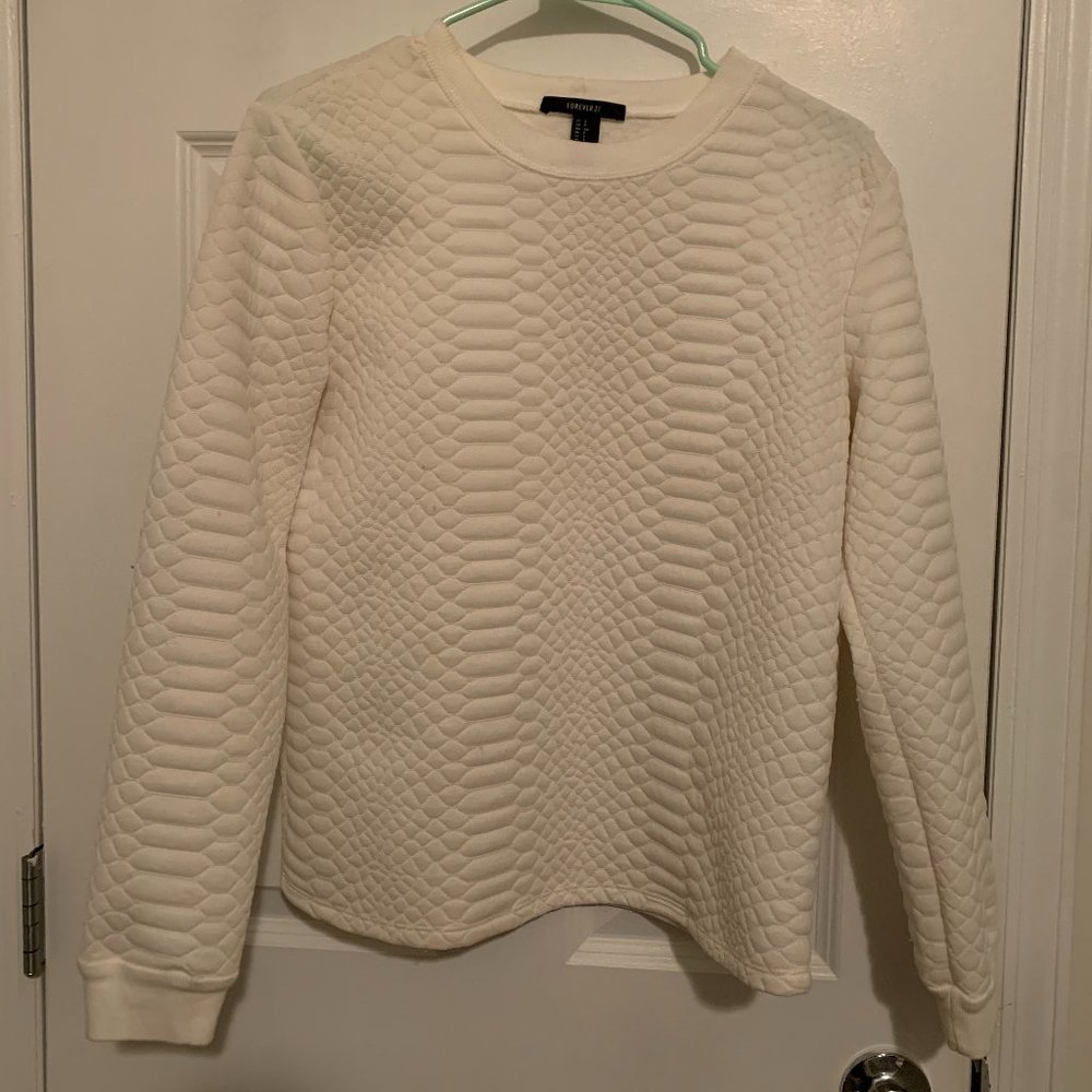 White Snake Print Crew Neck